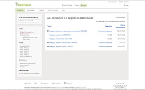 Captura de pantalla - Paraguay en Familysearch